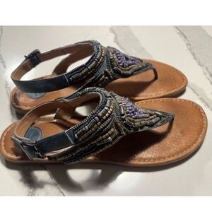 Nurture Catalina Beaded Blue Thong Sandals Sz 9.5